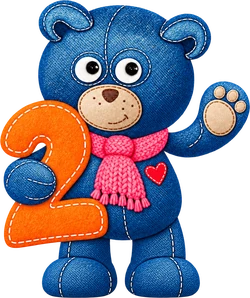 Мишка с цифрой 2