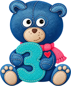Мишка с цифрой 3