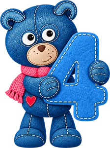 Мишка с цифрой 4