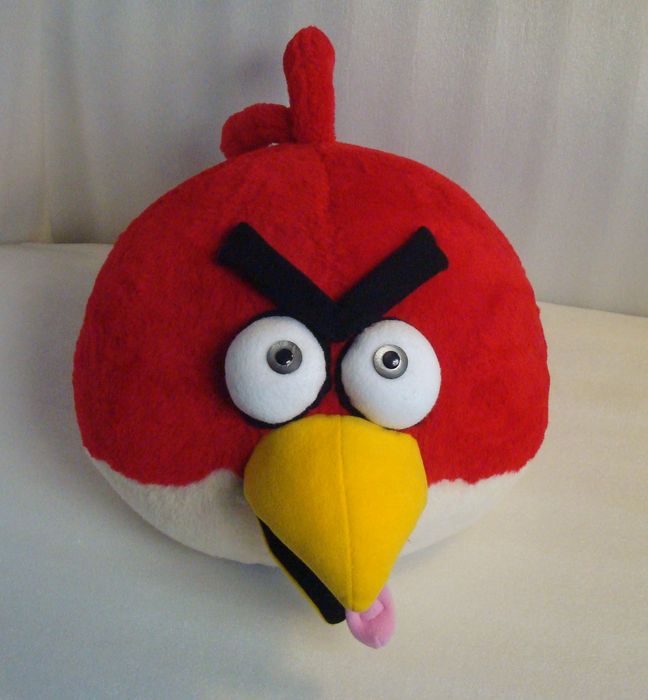 Красная злая птичка из Angry Birds: плюшевая игрушка ручной работы с желтым клювом