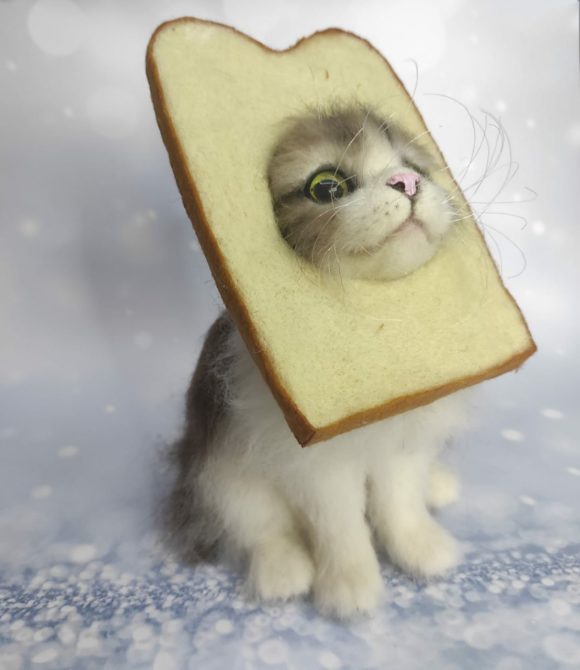 Кот с хлебом — игрушка по картинке - Игрушки на заказ по фото, рисункам.  Шьем от 1 шт.