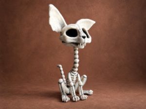 Кот скелет — игрушка из войлока на заказ