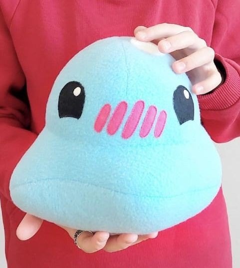 Плюшевый слайм из Slime Rancher, лужевой слайм на заказ: голубая капля с розовым румянцем
