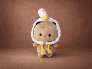Мягкая игрушка мишка в костюме гуся по стикеру